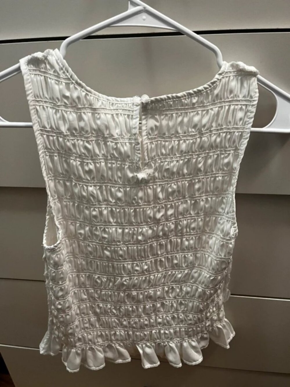 White Ruffle Tank Large - Picture 2 of 2